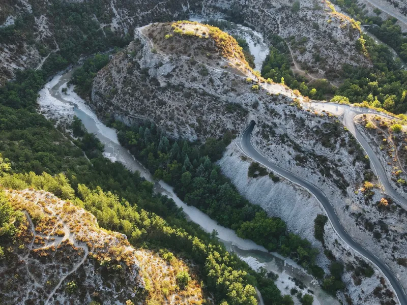 Vue aérienne sur les méandres de la Méouge