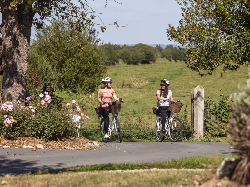 Arrivée au gîte des cigognes à vélo