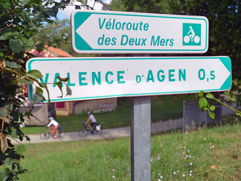 La signalétique de l'itinéraire à Valence-d'Agen