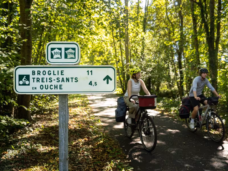Panneau sur la voie verte à Bernay