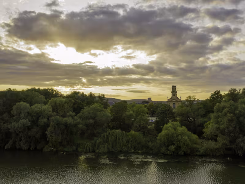 Coucher de soleil sur la Moselle et Metz