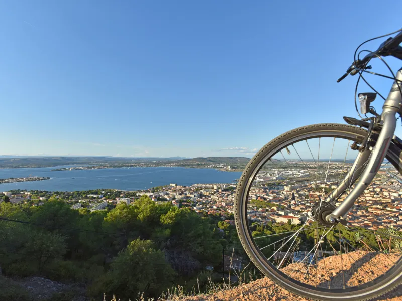 Panorama on the city of Sète and the pond of Thau