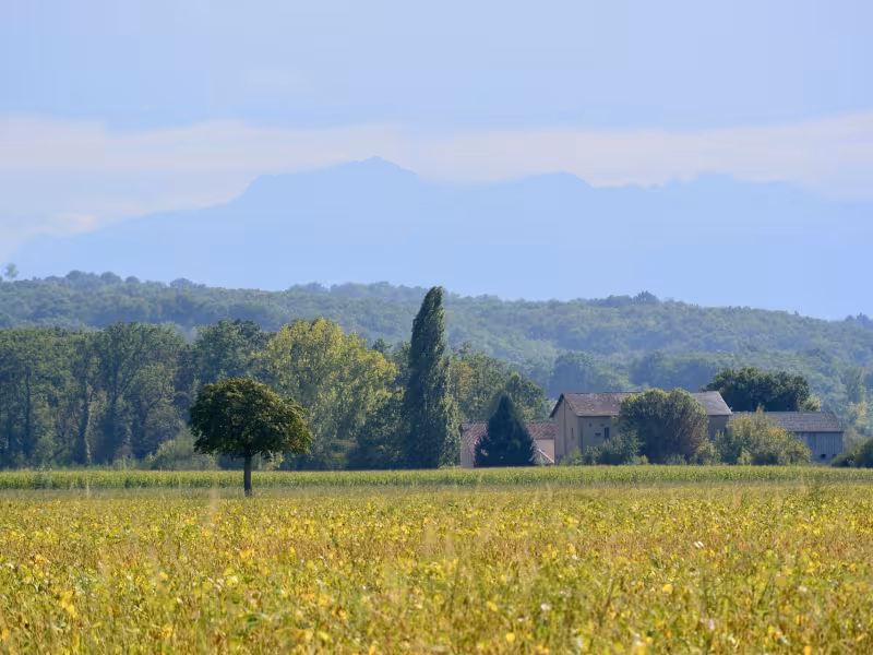 Paysage du Gers, vallée de la Baïse à vélo