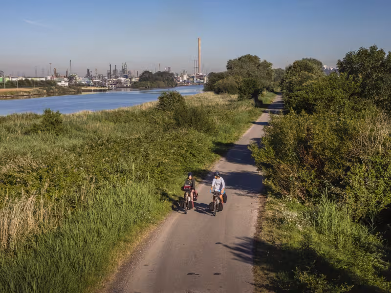 La Seine à vélo entre Le Havre et Harfleur