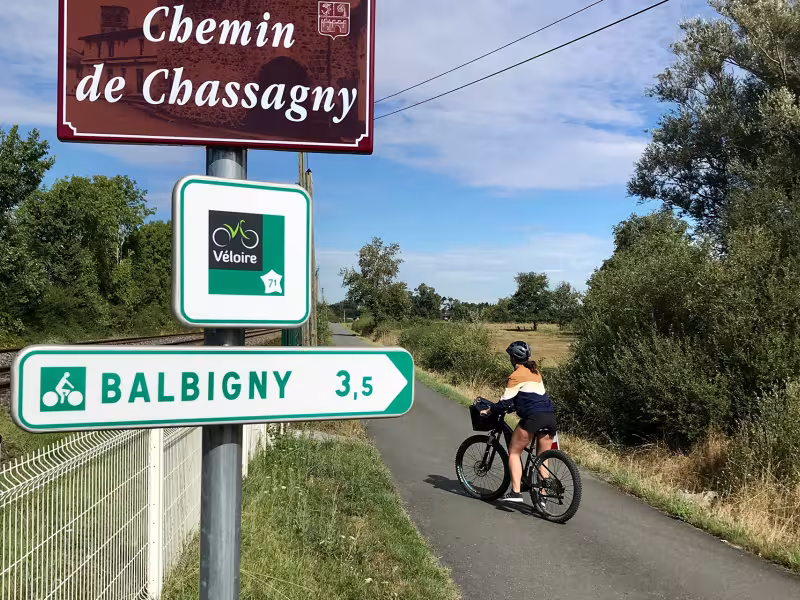 Itinéraire et balisage de la Véloire à Balbigny