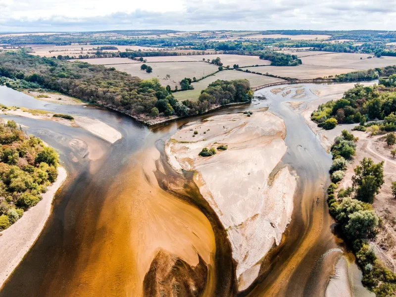 Le bec d'allier, confluence Loire-Allier vu du ciel