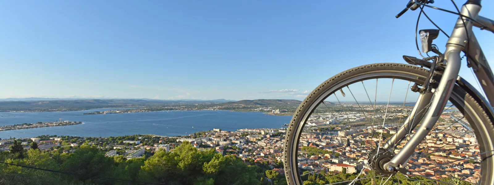 Panorama on the city of Sète and the pond of Thau