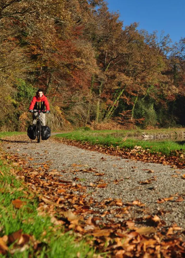 Vélo sur la voie verte le long du Blavet - Voie 8 Bretagne