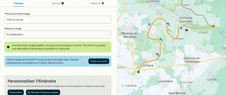 créer un carnet de voyage sur france vélo tourisme