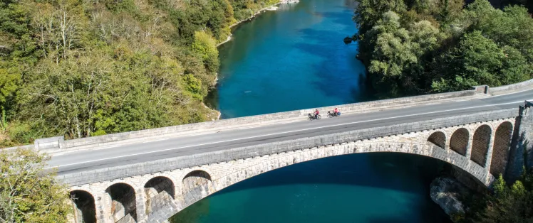 Crossing the Rhône on ViaRhôna at La Balme