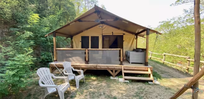 Tente Safari au Flower Camping Mas de Champel en Ardèche